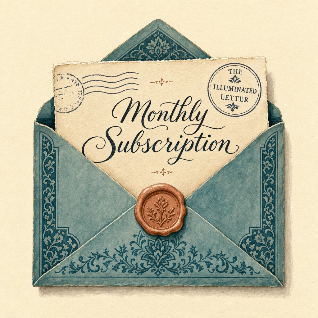 The Illuminated Letter envelope artwork